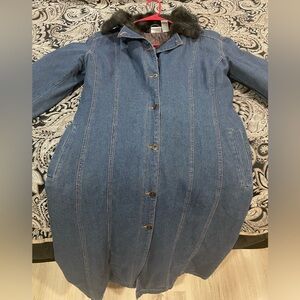 Denim warm trench coat